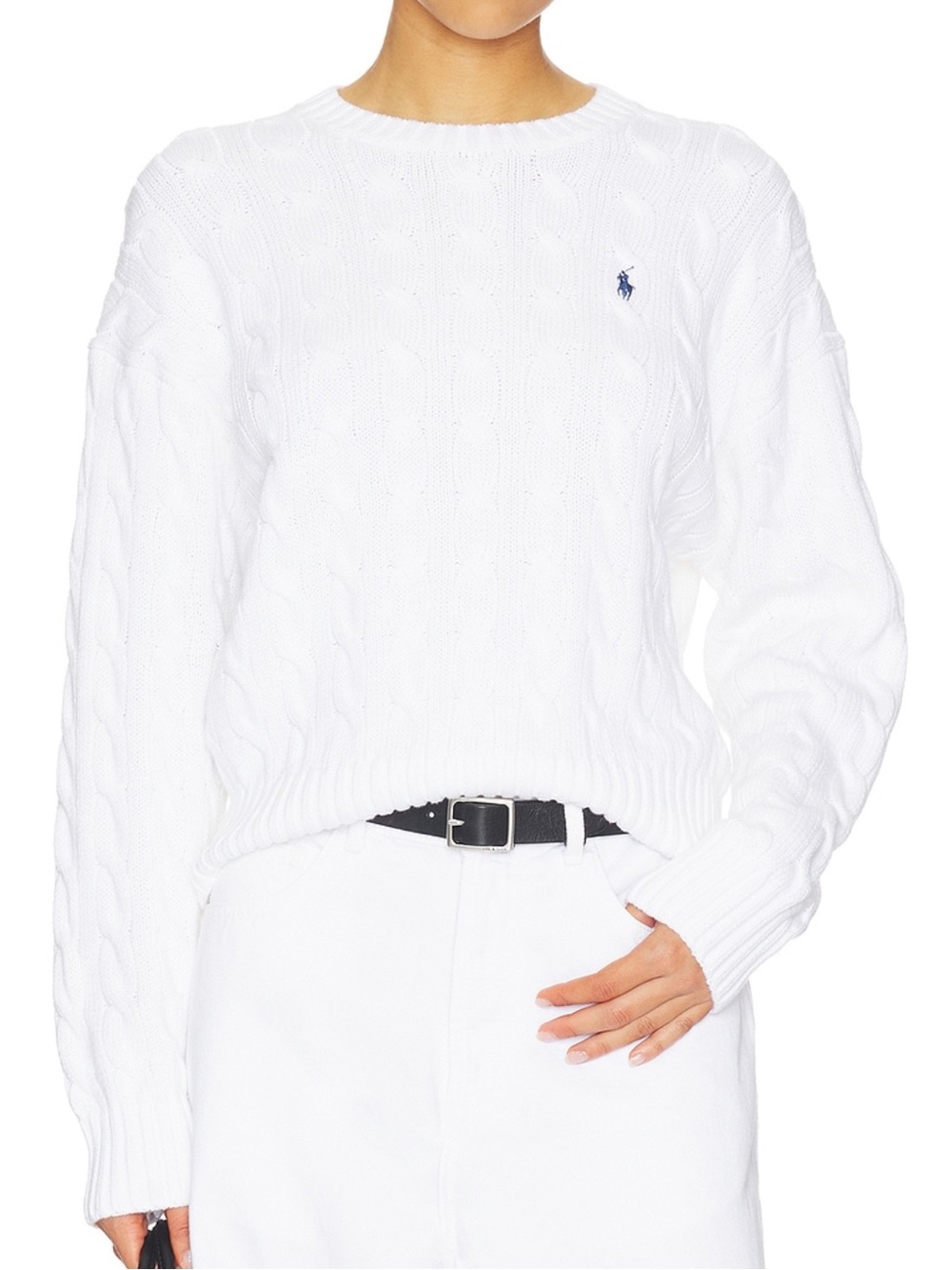 Polo Ralph Lauren Long Sleeve Crew Pullover Sweater in White